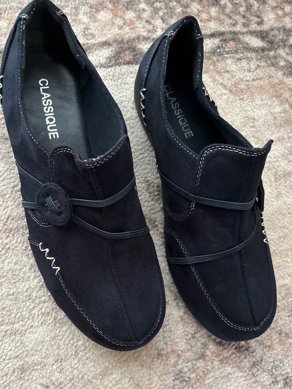 CLASSIQUE Women’s Navy Blue Loafers Flats Size 9M – Elastic Strap